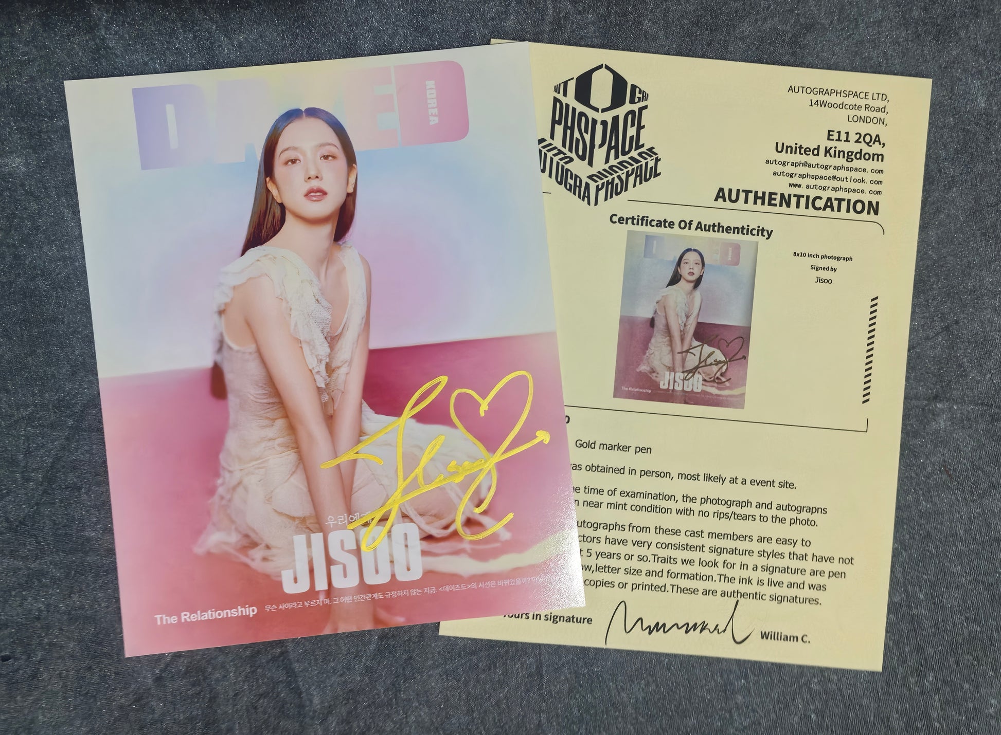 BLACKPINK Jisoo Autograph 8X10 Photo AUTOGRAPHSPACE COA - Premium AUTOGRAPHED from AUTOGRAPHSPACE - Just $89.90! Shop now at AUTOGRAPHSPACE